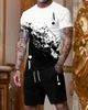 Mens Trailtsits Oynama Kartı Baskı Yaz Spor giyim Seti Erkek Gündelik Tshirt Şort Takım Plus Street Giyim Kıyafeti Takip Erkekler 230321