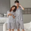 Ensemble de pyjamas pour couple de vêtements de nuit pour femmes Hommes Femmes Pijama Silk Home Lounge Pyjamas à manches courtes 3XL