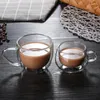 Bicchieri da vino 1-6 pezzi Tazza in vetro a doppia parete resistente al calore Tazza da tè e caffè con manico Set da 150 ml per birra trasparente portatile