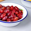 Bowls 1 Pc Old-Fashioned Enamel Bowl Thickened Fruit Pattern Salad Mixing/Rice Kitchen Dinnerware Home Decor