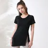 LL Women Yoga Short Sleeve Shirt Sports Long Style Top Outfit Workout Loose Blouse Fitness Workout Fashion Tees Tops LL735