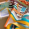 Multicolor designer cachecóis lenço de seda feminino bandana carta impressão tie dye seda cabeça sacrf tie-tingido lenço de seda 50x50cm
