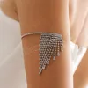 Long Shiny Rhinestones Tassels Upper Arm Bracelet for Women Trendy Wedding Open Cuff Bracelets 2023 Fashion Jewelry Accessories