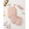 Clothing Sets 018Months Newborn Baby Girl Clothes Solid Sleeveless Clothing 3PCS Set Infant Baby Cotton Costume Lovely Baby Girl Outfit Z0321