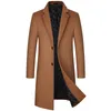 Erkek yün harmanlar kışlık ceket moda uzun İngiltere tarzı iş rahat trench katı kalın s ceket 230320