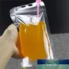 Bolsas de bebida clara de ponta bolsas de bebida com zíper fosco de plástico com stand-up de palha com suporte reclosável à prova de calor para suco de líquido 100pcs