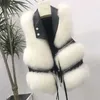 Chalecos de mujer Faux Fur chaleco de chaleco de chaleco sin mangas slim pu cuero ropa exterior high streush una pieza de una pieza