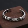 Bangle Solid Silver 925 Weave Band Cuff & Bracelet Men Women Vintage Simple Style Sterling Fine Jewelry Thai