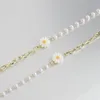 Kedjor livsliten söt pärla metall skarv daisy blommor halsband för kvinnor söt krage clavicle choker halsband bröllop smycken