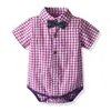 Clothing Sets top and top Infant Baby Boys Gentleman Clothing Sets Newborn Boy Short Sleeve Bowtie Shirts RomperSuspenders Shorts Outfits Z0321