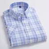 Casual shirts van heren van hoge kwaliteit heren Oxford Casual shirts Leisure Design Plaid heren sociale shirts 100% katoenen korte mouw heren shirts 230321