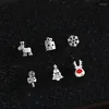 Orecchini con perno YPAY 6 PZ/LOTTO Reale Argento Sterling 925 Cervo Fiocco di Neve Albero Di Natale Caramelle Gioielli Regalo YME903