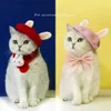 Kattdräkter söta juldräkt hår tillbehör foto rekvisita semester husdjur hatt rosa kanin öron hund hatt röd katt basker ull hatt pannband beanie aa230321