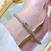 Trendiga Moissanite Diamond Bangle Armband 100% Real 925 Sterling Silver Wedding Armband för kvinnor Män lovar festsmycken