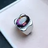 Pierścienie klastra w instalacji strzelanie naturalny pierścień ametryny piękny kolor dwukolorowy ogień 925 srebrny męski