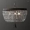 Lustres petit lustre en perles de cristal Vintage éclairage rétro industriel suspendu lumières cuisine chambre luminaire intérieur