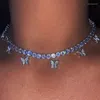 Hänge halsband mode fjäril charms tenniskedjan choker halsband is ut kubik zirkonium bling hip hop smycken för kvinnor bijoux p34