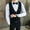 Men's Vests Men's Suit Vest Blue Classic Solid Man Dress Korean Slim Fit Business Casual Waist Coat For Men Work