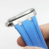 27mm Baby Blue Rubber Band 20mm Tang Buckle Strap Steel Connector Links Fit For AP 39 mm 41 mm Royal Oak Wristwatch Watch