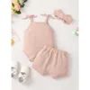 Clothing Sets 018Months Newborn Baby Girl Clothes Solid Sleeveless Clothing 3PCS Set Infant Baby Cotton Costume Lovely Baby Girl Outfit Z0321