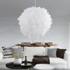 Hangende lampen moderne luxe witte/roze kleur veer droplight plafondlamp absorberen koepel licht kroonluchter spoeling mount voor woonkamer