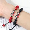 Strand Natural Stone Agate Armband Handgjorda Red Farterfly Charm 8mm Energy Pärlor Yoga Armband Black Lava Onyx smycken för kvinnliga män