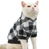 Cat Costumes Clothes Sweater Two-leg Black And White Check Color Matching Hooded Pet Coat Autumn Winter Puppy Warm Spring