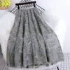 Kjolar tredimensionella broderier fjäril netto garn kjol kvinnlig 2023 sommar tung industri a-line temperament stort