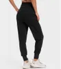 LU-365 Yogabyxor för kvinnor Randigt ribbad midjeband Skrynkelbeständigt varma mage Leggings Sidofickor Lösa nakensportstrumpbyxor