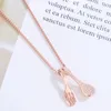 Pendant Necklaces Creative Rhinestone Fork Spoon For Women Ladies Rose /Silver Color Clavicle Chains Unique Necklace Jewelry