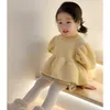 Ensembles de vêtements bébé fille vêtements princesse fête écologique vison polaire hauts avec manches bouffantes bourgeon ourlet enfants de 1 à 7 ans