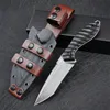 ML M2 Survival Straight Knife Z-Wear Stone Wash/Satin Tanto Blade Full Tang Black G10 Handle Fixed Blade Knives With Leather Kydex