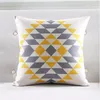 Pillow Nordic Style Cover Cotton And Linen Yellow Gray Geometric Striped Printed Decorative Pillows Home Sofa Chair Bed Decor