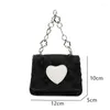 Portefeuilles vrouwen mini crossbody tassen love heart pu lederen schouder handtassen trend designer ketting hasp munt portemonnee enkele vierkante tas