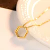 18k Gold Plated Hollow Hexagon S925 Silver Pendant Necklace Microset Zircon Women Necklace Sexy Collar Chain Brand Jewelry Gift