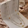 Vintage Lady Camellia Pearls Flower Long Necklace Chain Elegante dubbele lagen mode -sieraden voor vrouwen feestkragen GC1982