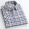 Casual shirts van heren van hoge kwaliteit heren Oxford Casual shirts Leisure Design Plaid heren sociale shirts 100% katoenen korte mouw heren shirts 230321