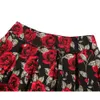 Rokken 3xl hoge taille bloemen rockabilly geplooide zomer rode roos bloem bohe 50s 60s vintage rok midi oversized kleding 230321