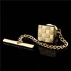 Manschettlänkar Hawson Classic Metal Clutch Pin Bits Tie Golden Square Tack med Chain 230320