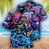 Camicie casual da uomo Camicie hawaiane da uomo Camicia oversize harajuku musicale Moda stampata a maniche corte Beach Top Tee Abbigliamento da uomo Camisa 230321