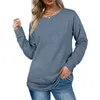 Débardeurs Femme Automne Casual Manches Longues Col Rond T-Shirt Sport Côté Fendu Ourlet Courbé Pull Tunique Top Sweat Pour Leggings