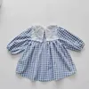 Girl's Dresses Spring Newborn Baby Girls Sister Embroidery Grid Dress Toddler Jumpsuit Baby Clothes Infant Girls Long Sleeve Children Dress