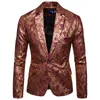 Costumes pour hommes Blazers hommes Luxury Gold Paisley Bronzing Blazer Veste Slim Fit Nightclub Business Robe Costume Homme Euro Taille