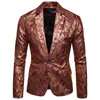 Mäns kostymer blazers män lyxguld paisley bronzing blazer jacka smal fit nattklubb affärsklänning scen dräkt homme euro storlek