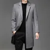 Mélanges de laine pour hommes Automne Hiver Hommes Manteaux Mi Long Trench Hommes Solide Smart Casual Survêtement Col Rabattu Coupe-Vent Homme 230320