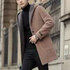 Mezclas de lana para hombres Chaqueta larga de invierno con capucha Casual Gabardina de negocios Ropa de calle social y rompevientos Ropa 230320