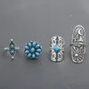 S3528 Fashion Jewelry Knuckle Ring Set Turquoise Flower Cactus Triangle Arrow Stacking Rings Midi Rings Set 9st/Set