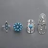 S3528 Modna biżuteria Zestaw Pierścień Knuckle Turquoise Flower Cactus Triangle Strzałka strzały pierścienie Pierścienie midi Zestawy 9pcs/set