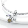925 Siver Beads Charms för Pandora Charm -armband Designer för kvinnor Starry Moon Sun Dangle Charms