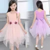 Robes d'été pour filles, jupe en mousseline de soie à trois fleurs, petite robe de princesse sans manches, vêtements pour tout-petits, vente en gros